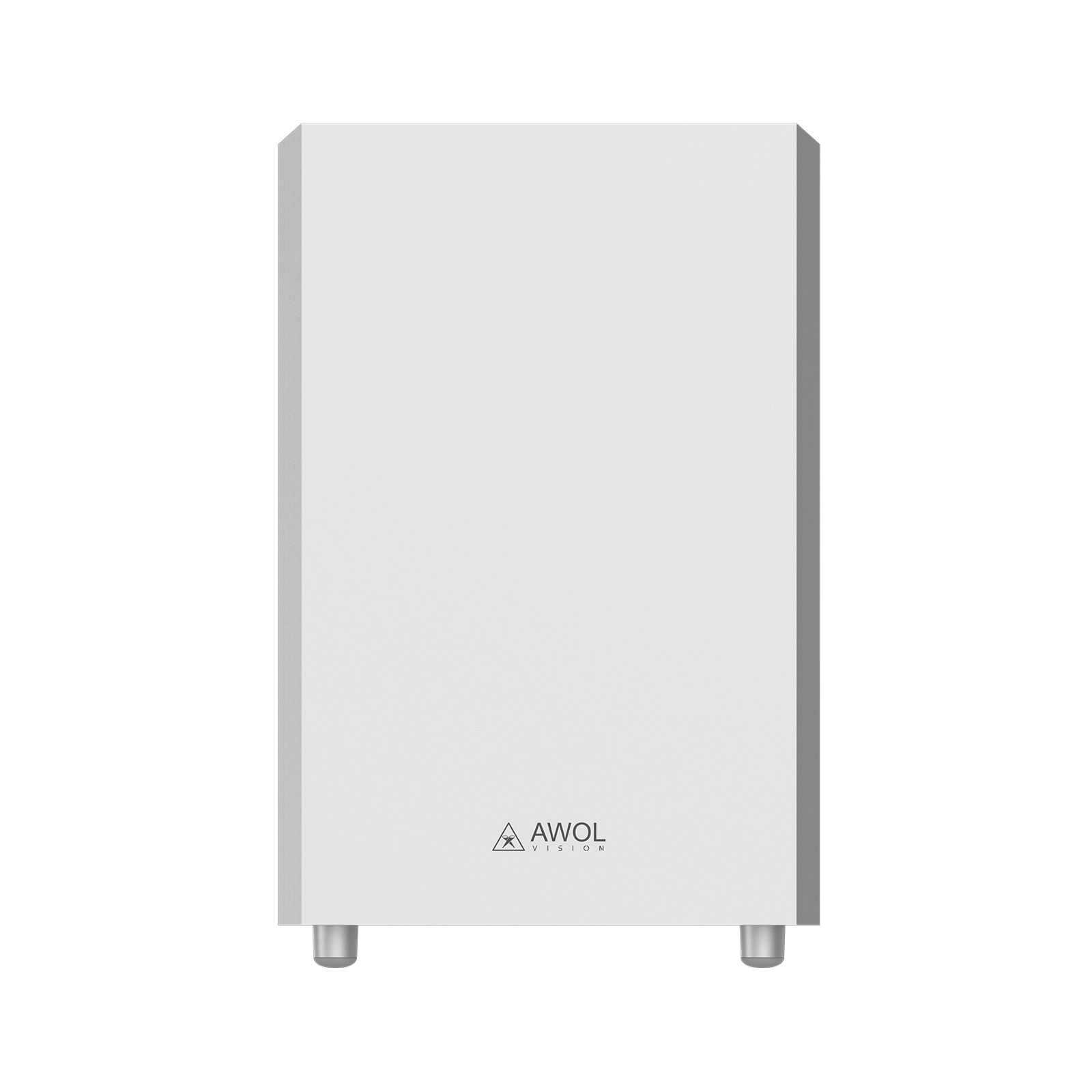 AWOL Vision aktiver Subwoofer in Weiß – kraftvoller Bass für kabelloses Heimkino Surround‑Sound‑System & idealer Lautsprecher für Beamer.