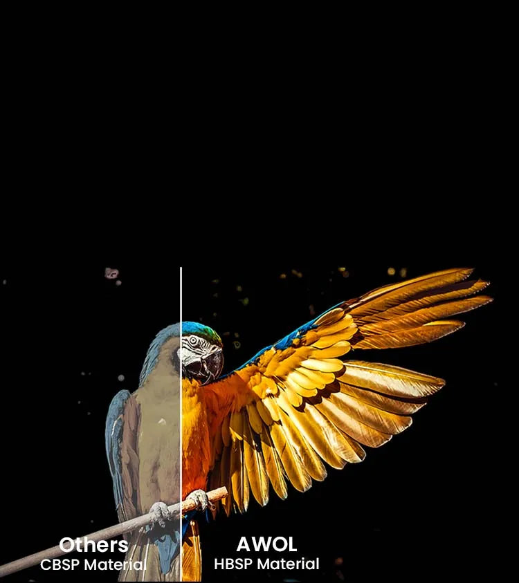 AWOL Vision Cinematic ALR Leinwand mit HBSP-Material für 80 % bessere Bildqualität.