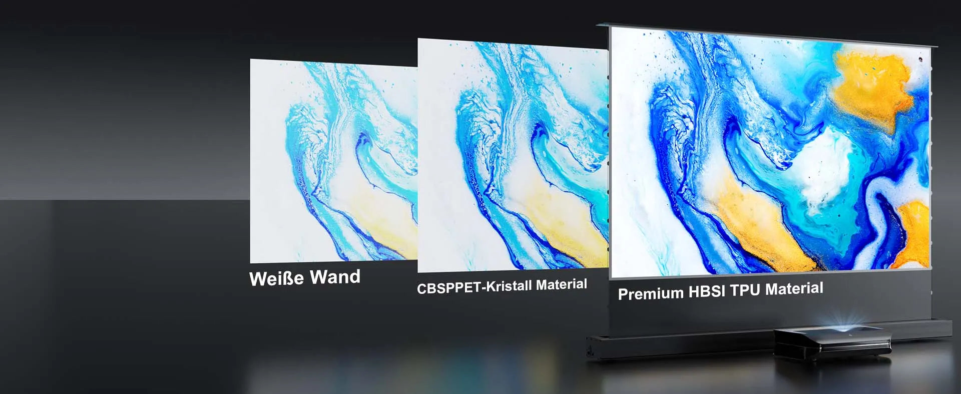 Vergleich der ALR-Materialien: AWOL Vision Premium HBSI TPU vs. normale weiße Wand.