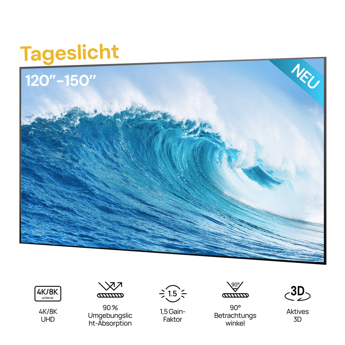 120''-150'' Next-Gen Tageslicht Fresnel ALR Leinwand