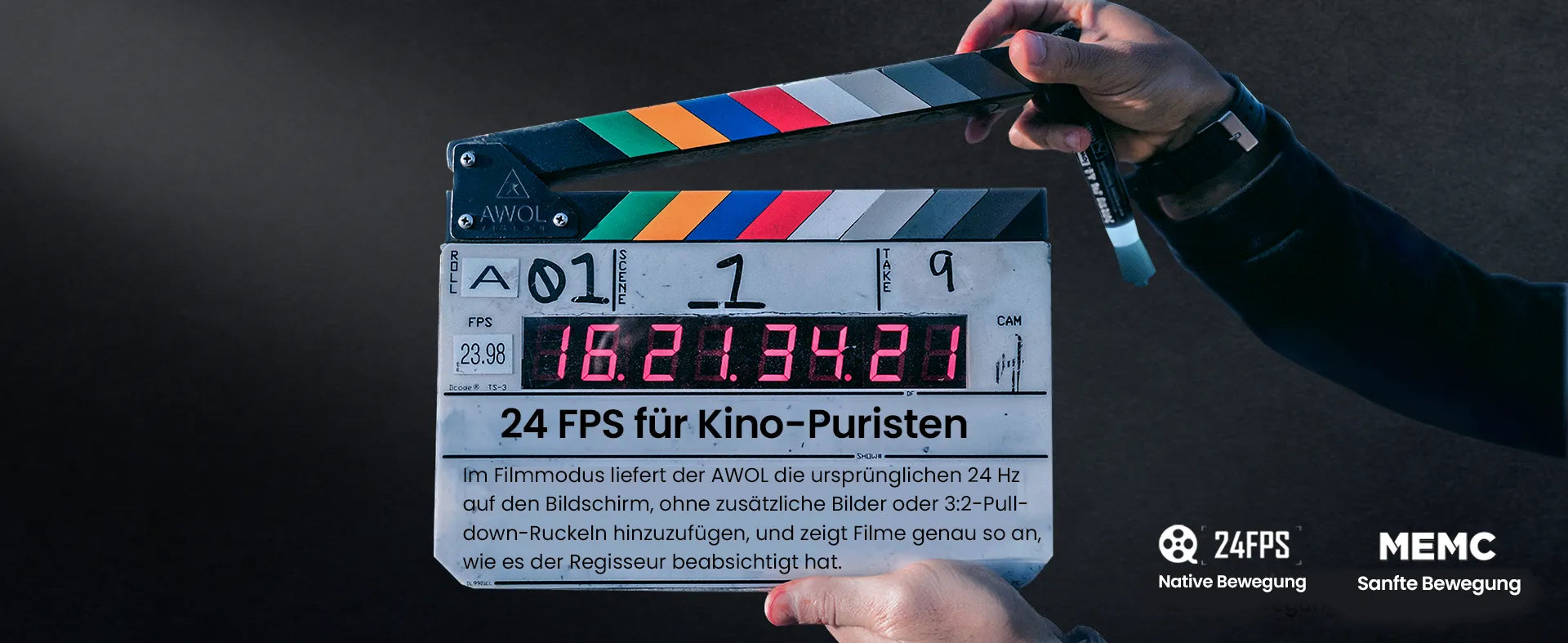 24 FPS Filmaufnahme Clapperboard für kinoreines Bild mit LTV-3000 Pro Beste Beamer.