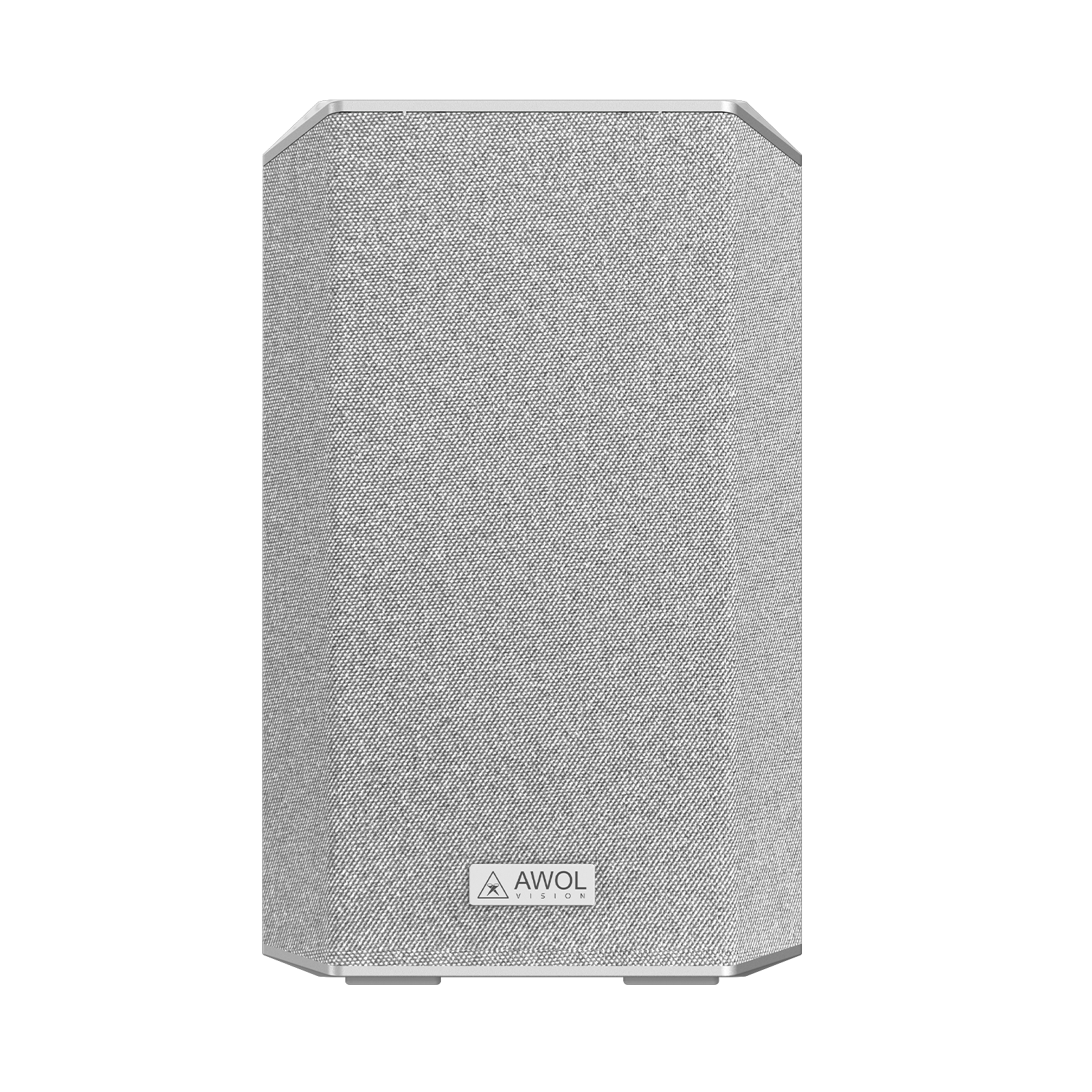 AWOL Vision kompakter Beamer Lautsprecher als Satellitenlautsprecher für kabelloses Surround‑Sound‑System im Heimkino.
