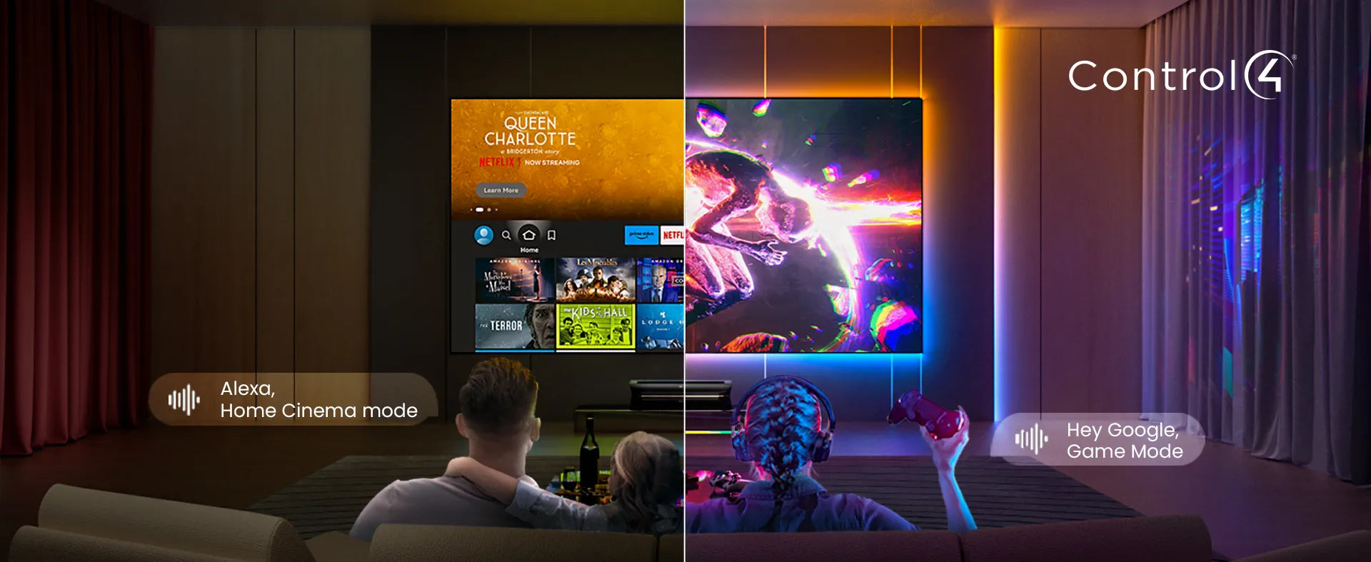 Smart Home Steuerung des LTV-3000 Pro UST Beamer mit Control4 für einfache Bedienung.