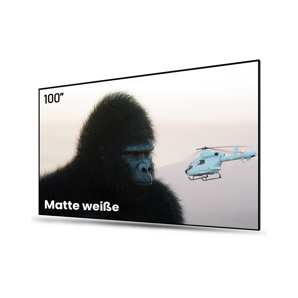 100-Zoll große weiße Leinwand mit matter Oberfläche für gestochen scharfe Heimkino-Bilder.