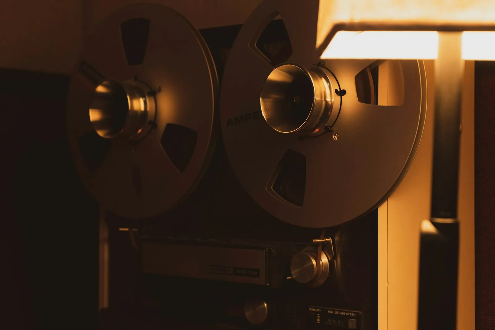Historic projection equipment in warm light